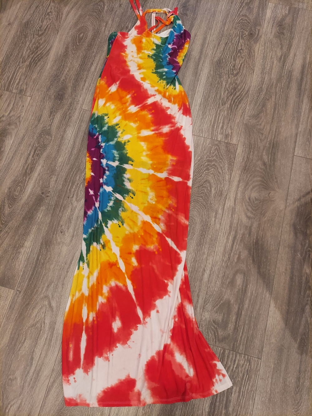 Fashion Nova Rainbow Tie-Dye Maxi Dress